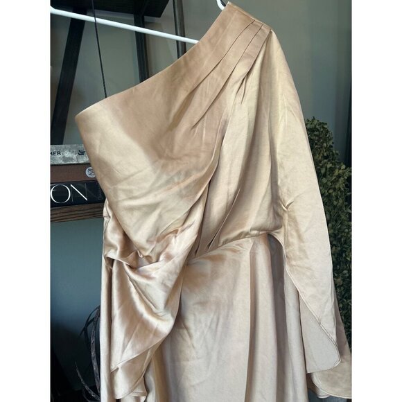 Significant Others Kelsie Satin Asymmetric Dress Almond Womens Size 6 - Picture 7 of 10